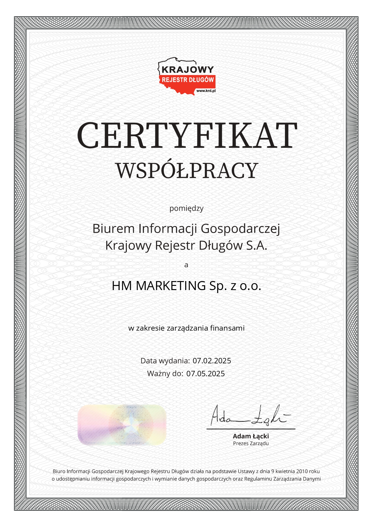 Partner Certificate